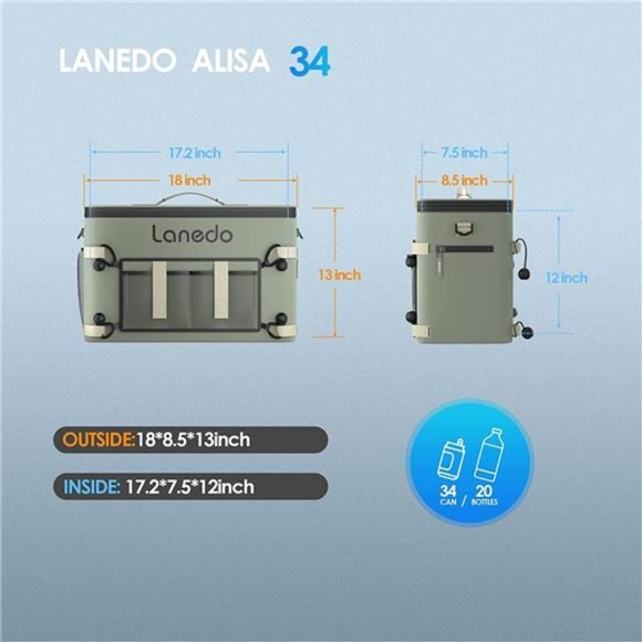 Lanedo 34-Can Soft-Sided Cooler - Collapsible, Leak-Proof - Use All Summer Long - Picture 6 of 7